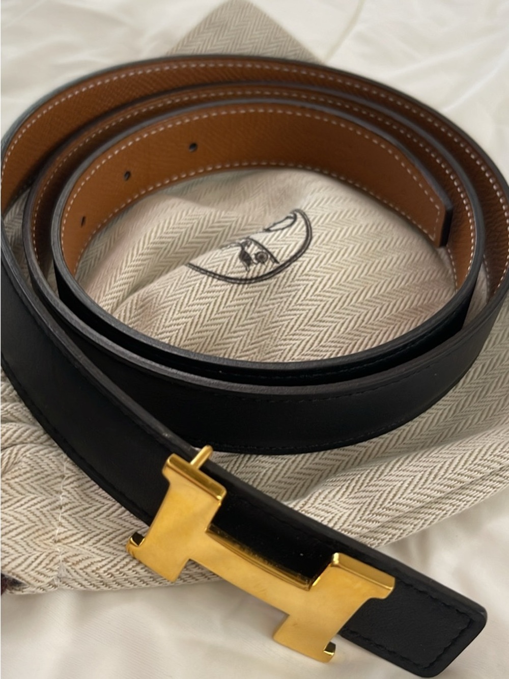 Hermes Mini H belt buckle & Reversible leather strap 24mm Sz 95 - Picture 3 of 5